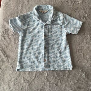 Huckberry Blue wave terry cloth Patterned Kids Shirt size 5 years